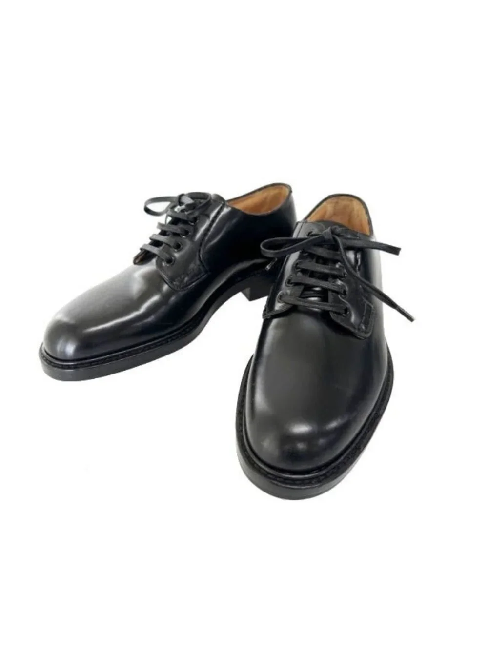 Louis Vuitton Plain Toe Lace Up Leather Derby Shoes Dress 5 Black